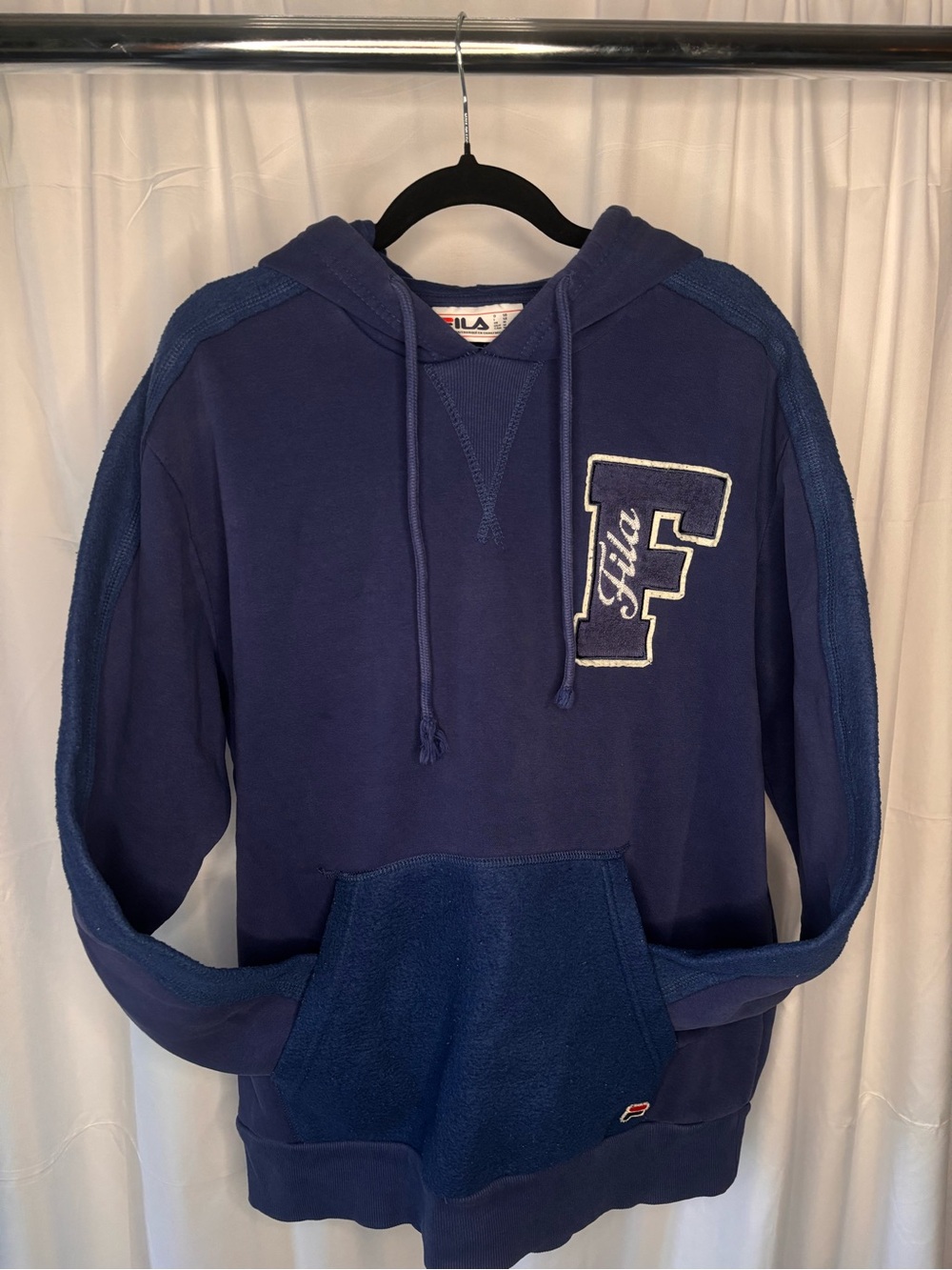 Fila Men's Dark Navy Contrast-Paneled Pullover Hoodie